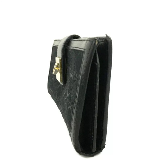 Salvatore Ferragamo Gancini Canvas Leather Long Bifold Wallet - Picture 3 of 8